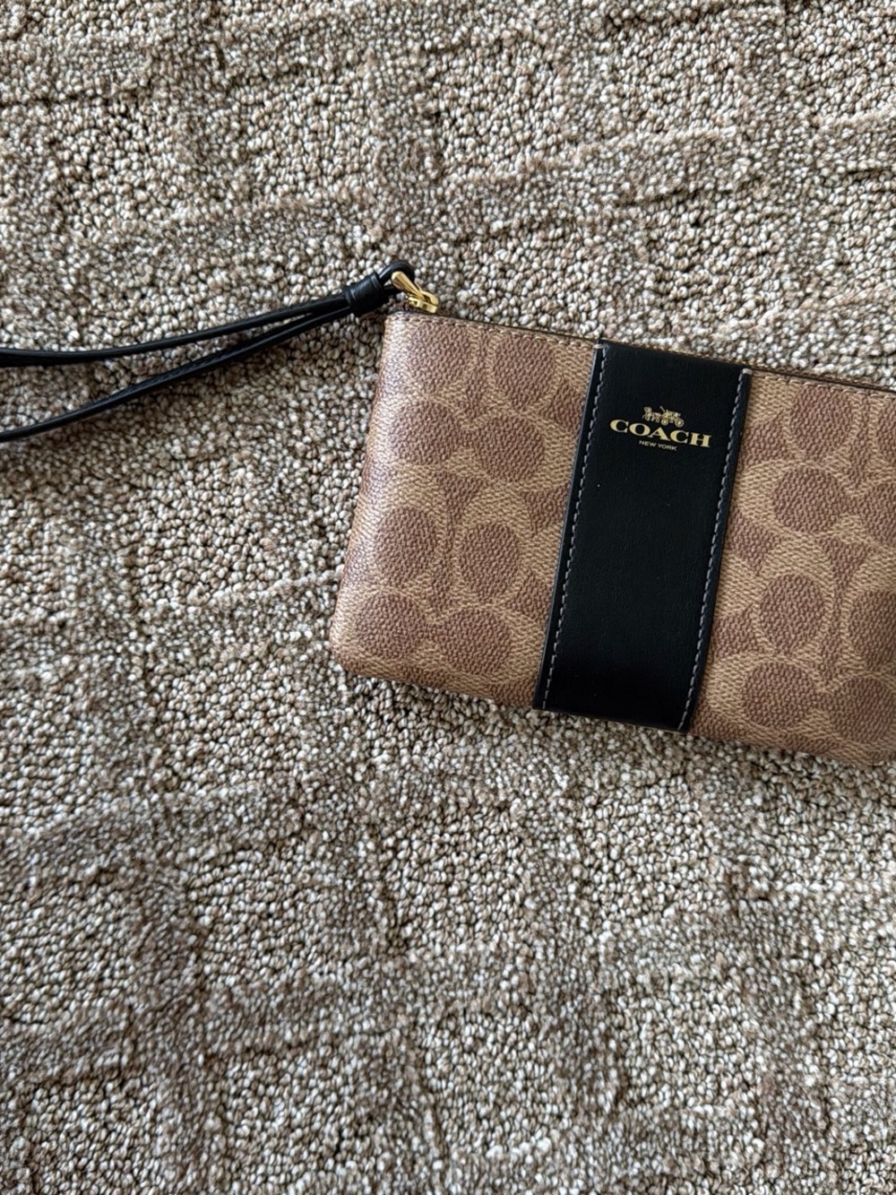 Coach Signature Wristlet Clutch in Brown and Black